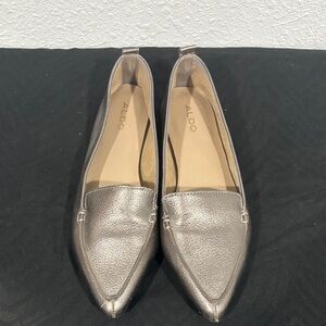Aldo Metallic Silver Flats